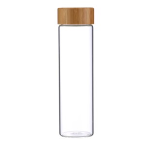 BUTELKA SZKLANA 600ML Z POK.BAMBUS